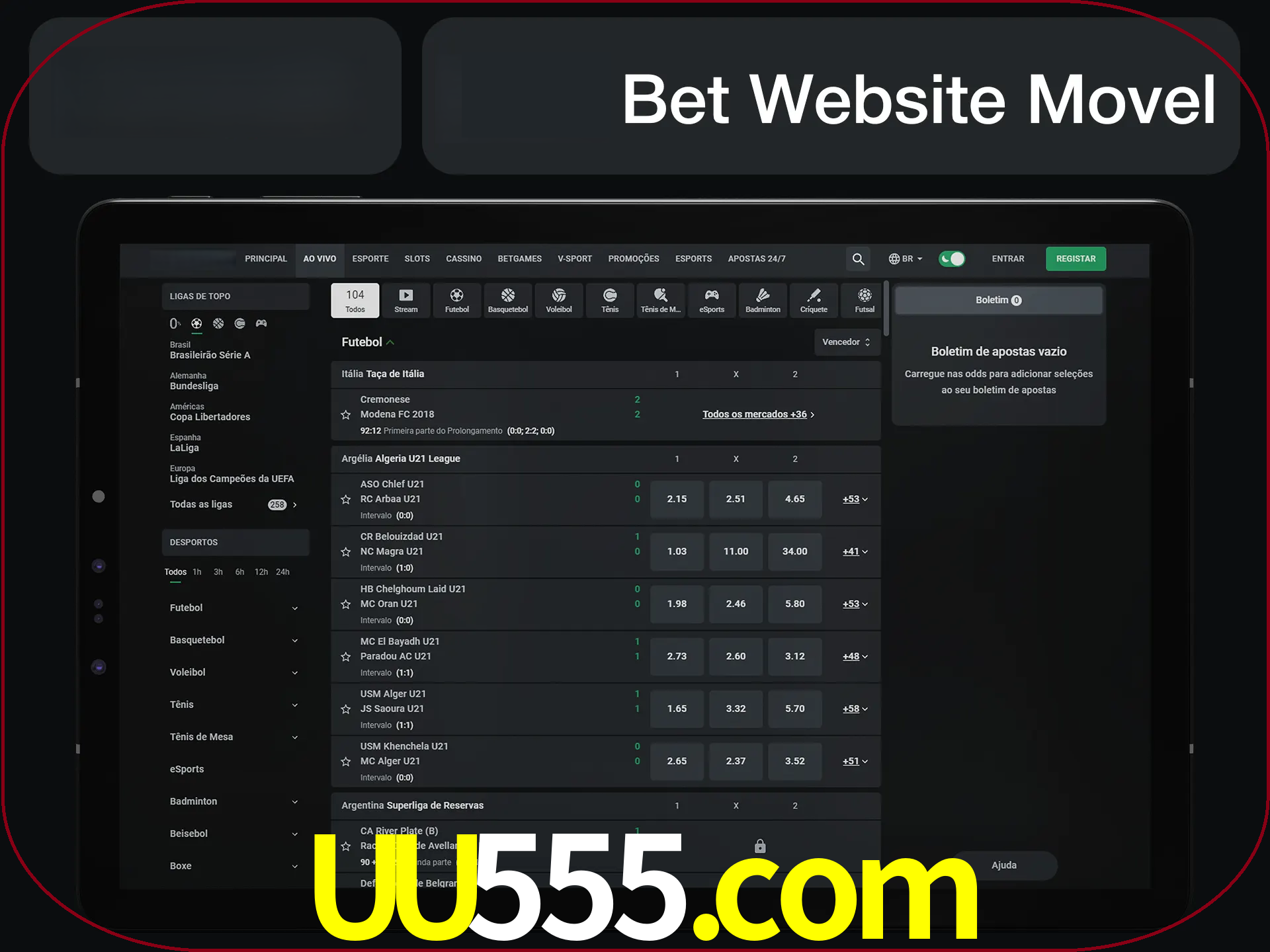 Use nosso website em qualquer dispositivo.